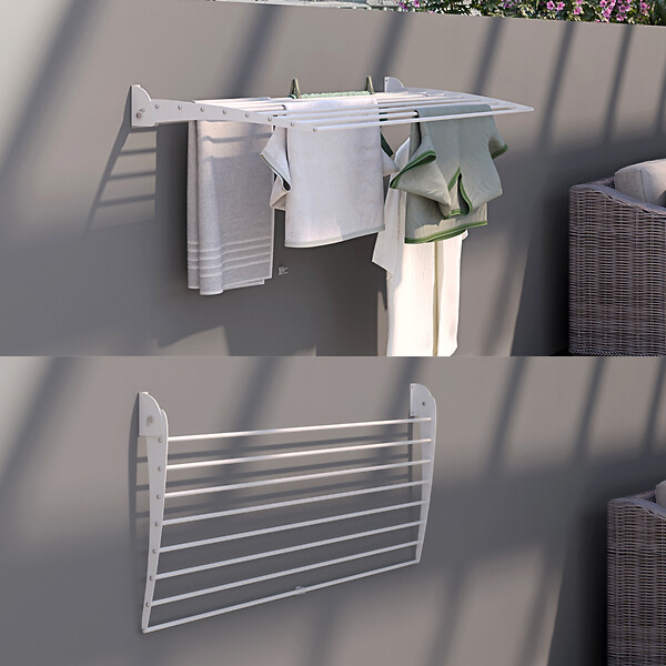 FOXYDRY - Étendoir à linge mural en aluminium résistant – blanc – 100x50x10 cm - FOXYDRY Fold Down 100 - large