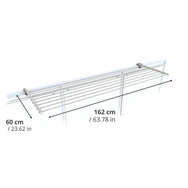 FOXYDRY - Étendoir balcon pliable et inclinable anti-rouille – blanc – 162x63x8 cm - FOXYDRY DUO - large