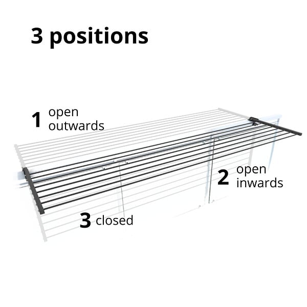 FOXYDRY - Étendoir balcon pliable et inclinable pour extérieur – antracite – 202x63x8 cm - FOXYDRY DUO - large