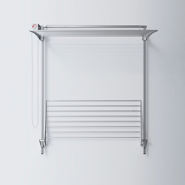 FOXYDRY - Étendoir mural 2 grilles pliable et réglable en hauteur – gris – 88x52x137 cm - FOXYDRY Wall Plus - large