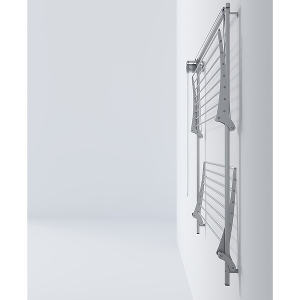 FOXYDRY - Étendoir mural 2 grilles pliable et réglable en hauteur – gris – 88x52x137 cm - FOXYDRY Wall Plus - large