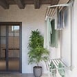 FOXYDRY - Étendoir mural 2 grilles pliable et réglable en hauteur – gris – 88x52x137 cm - FOXYDRY Wall Plus - vignette