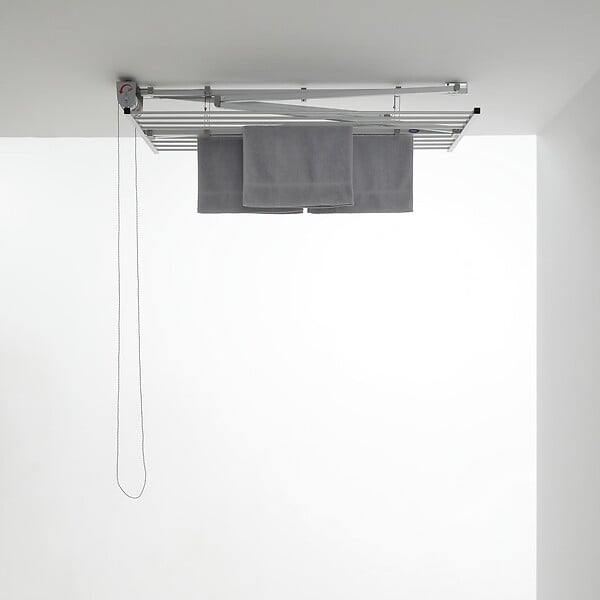 FOXYDRY - Étendoir de plafond manuel en aluminium résistant – gris – 128x54x25 cm - FOXYDRY Mini 120 - large