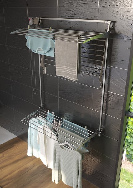 FOXYDRY - Étendoir mural 3 grilles pour intérieur et extérieur – gris – 152x52x137 cm - FOXYDRY Tower - large