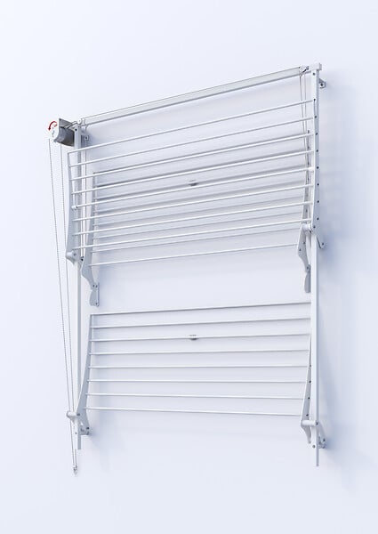FOXYDRY - Étendoir mural 3 grilles pour intérieur et extérieur – gris – 152x52x137 cm - FOXYDRY Tower - large