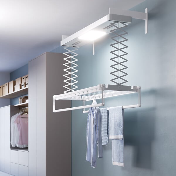 FOXYDRY - Étendoir électrique mur ou plafond en aluminium résistant – gris – 160x52x70 cm - FOXYDRY PRO 150 - large