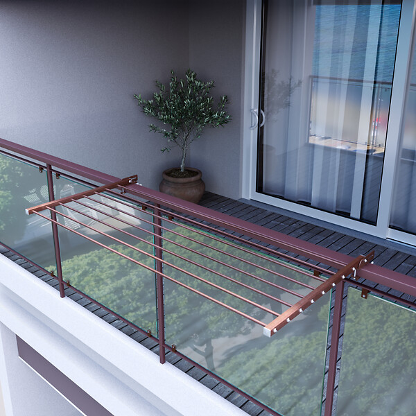 FOXYDRY - Étendoir balcon pliable et inclinable pour extérieur – corten – 202x63x8 cm - FOXYDRY DUO - large