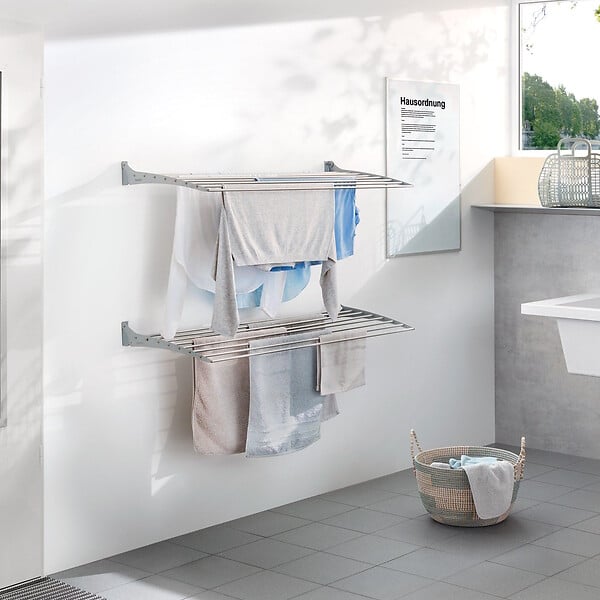 FOXYDRY - Étendoir à linge mural pour intérieur et extérieur – gris – 100x50x10 cm - FOXYDRY Fold Down 100 - large