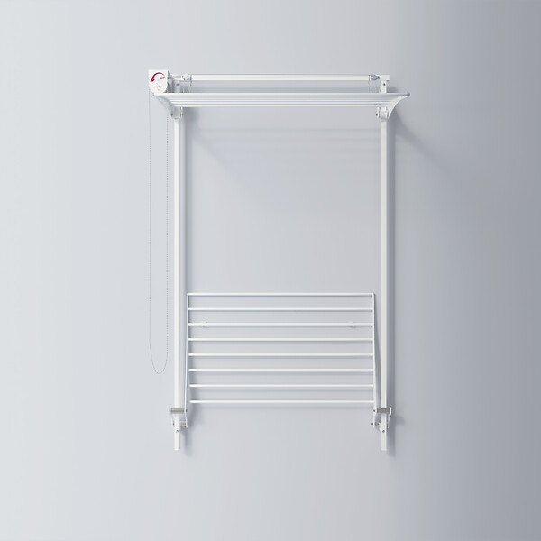 FOXYDRY - Étendoir mural 2 grilles aluminium résistant – blanc – 88x52x137 cm - FOXYDRY Wall Plus - large