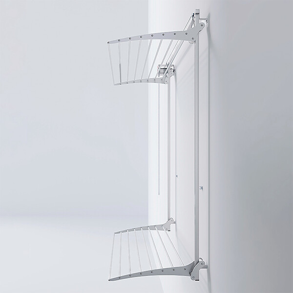 FOXYDRY - Étendoir mural 2 grilles aluminium résistant – blanc – 88x52x137 cm - FOXYDRY Wall Plus - large