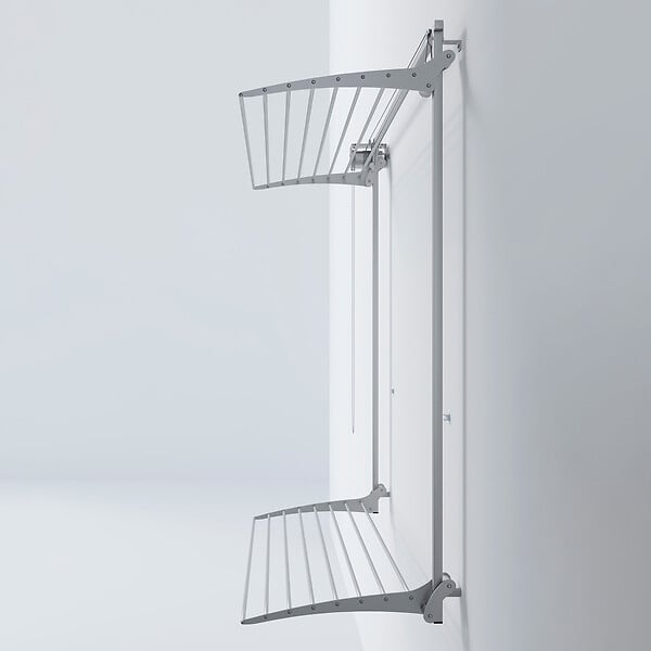 FOXYDRY - Étendoir mural 2 grilles pour intérieur et extérieur – gris – 128x52x137 cm - FOXYDRY Wall Plus - large