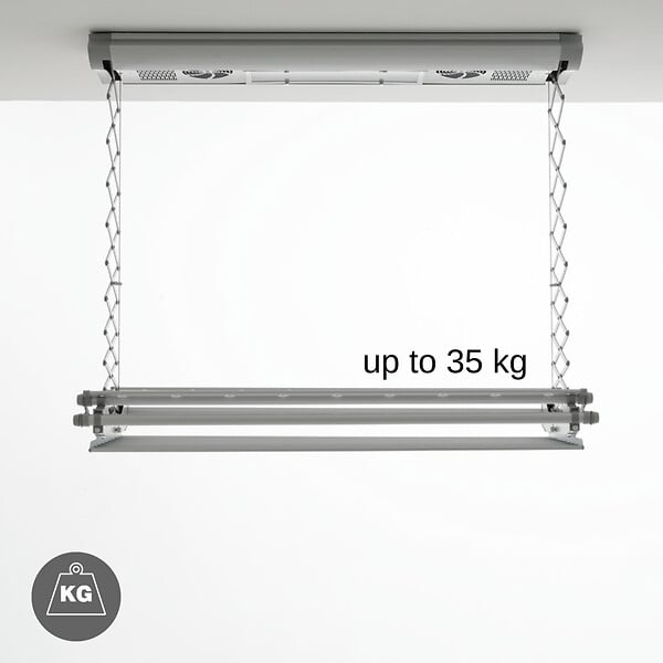 FOXYDRY - Séchoir électrique de plafond en aluminium avec télécommande – gris – 122x57x30 cm - FOXYDRY Air 120 - large