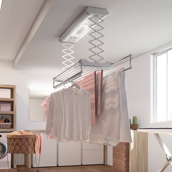 FOXYDRY - Séchoir électrique de plafond en aluminium avec télécommande – gris – 122x57x30 cm - FOXYDRY Air 120 - large