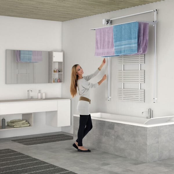 FOXYDRY - Étendoir mural pour intérieur et extérieur, durable – blanc – 152x52x137 cm - FOXYDRY Wall 150 - large