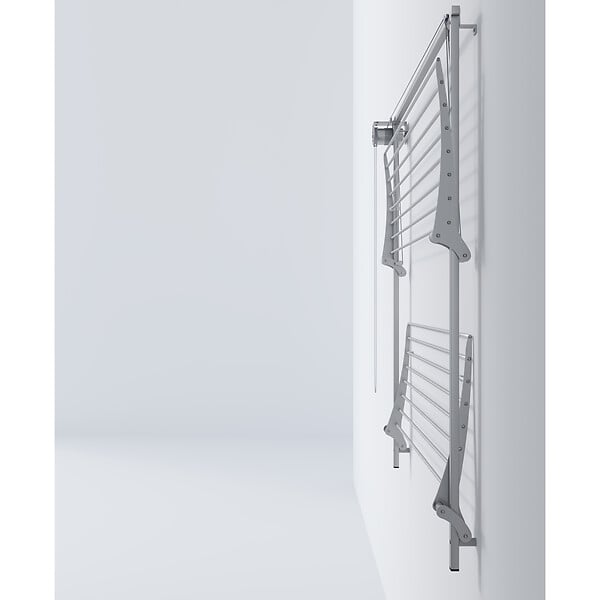 FOXYDRY - Étendoir mural 2 grilles aluminium résistant – gris – 108x52x137 cm - FOXYDRY Wall Plus - large