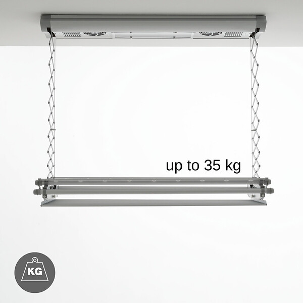 FOXYDRY - Séchoir électrique de plafond en aluminium avec télécommande – gris – 160x57x30 cm - FOXYDRY Air 150 - large
