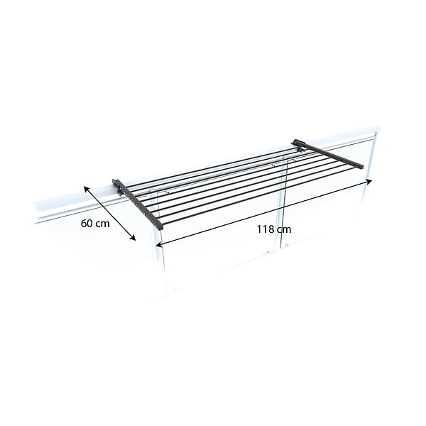 FOXYDRY - Étendoir balcon pliable et inclinable aluminium résistant – antracite – 118x63x8 cm - FOXYDRY DUO - large