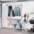 FOXYDRY - Étendoir mural 2 grilles pliable et réglable en hauteur – gris – 152x52x137 cm - FOXYDRY Wall Plus - vignette