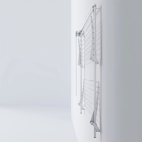 FOXYDRY - Étendoir mural 2 grilles pliable et réglable en hauteur – blanc – 128x52x137 cm - FOXYDRY Wall Plus - large