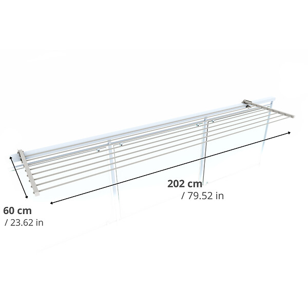 FOXYDRY - Étendoir balcon pliable et inclinable pour extérieur – blanc – 202x63x8 cm - FOXYDRY DUO - large