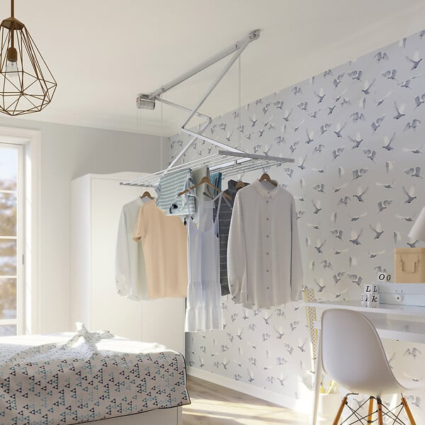 FOXYDRY - Étendoir de plafond manuel en aluminium résistant – gris – 152x54x25 cm - FOXYDRY Mini 150 - large