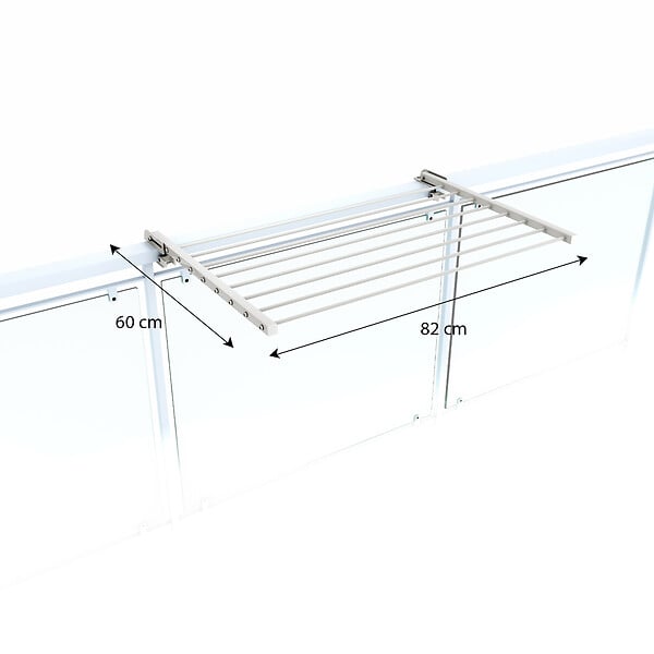FOXYDRY - Étendoir balcon pliable et inclinable anti-rouille – blanc – 82x63x8 cm - FOXYDRY DUO - large