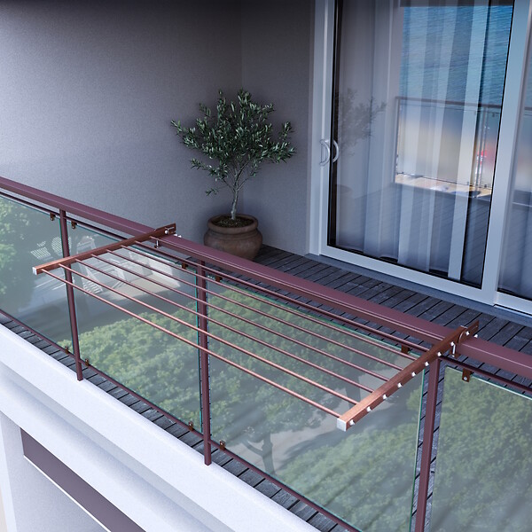 FOXYDRY - Étendoir balcon pliable et inclinable pour extérieur – corten – 102x63x8 cm - FOXYDRY DUO - large