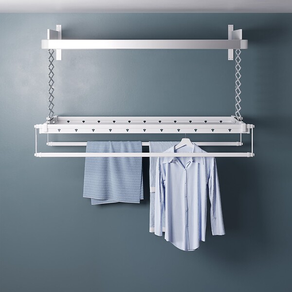 FOXYDRY - Étendoir électrique mur ou plafond en aluminium résistant – gris – 122x52x70 cm - FOXYDRY PRO 120 - large
