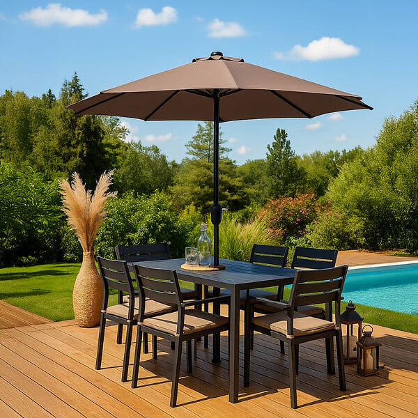 CONCEPT USINE - Parasol marron rond 292 x 292 m led MANAROLA $ - large