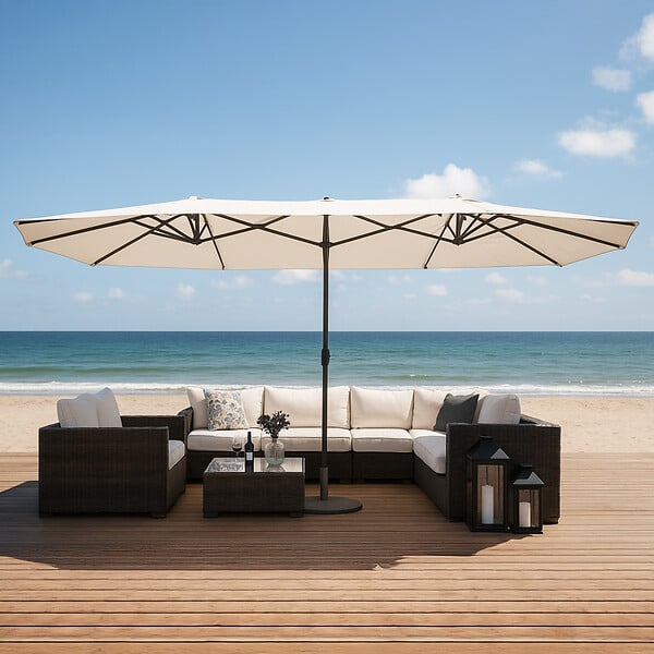 CONCEPT USINE - Parasol double ecru droit ovale 27 x 46 m VENICE $ - large
