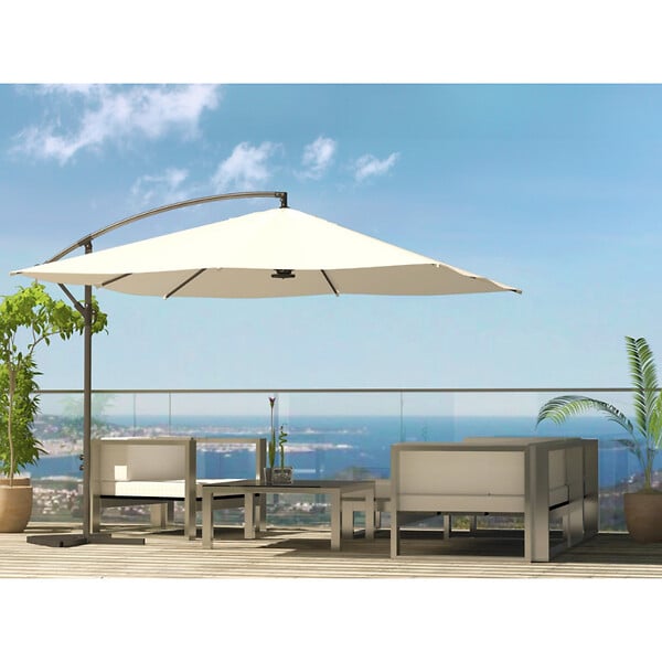 CONCEPT USINE - Parasol  ecru déporté carré 3 x 3 m led SOLENZARA - large