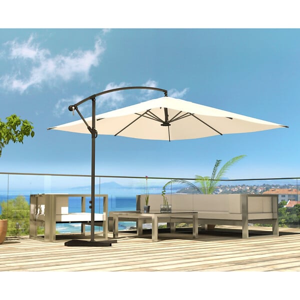 CONCEPT USINE - Parasol  ecru déporté carré 3 x 3 m led SOLENZARA - large