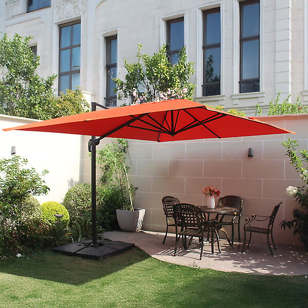 CONCEPT USINE - Parasol  terracotta déporté rectangle 3 x 4 m rotatif à 360 CESARE - large