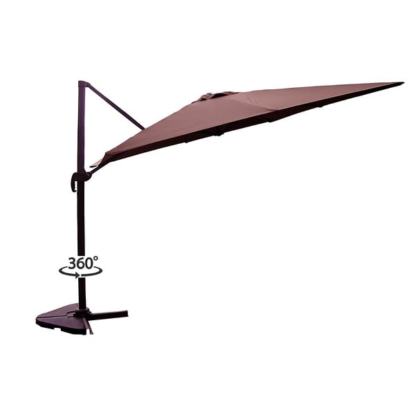 CONCEPT USINE - Parasol  marron déporté carré 3 x 3 m rotatif à 360 PALATINO - large
