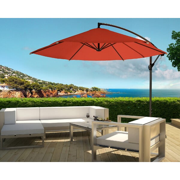 CONCEPT USINE - Parasol  terracotta déporté rond 3 x 3 m PORTICCIO - large
