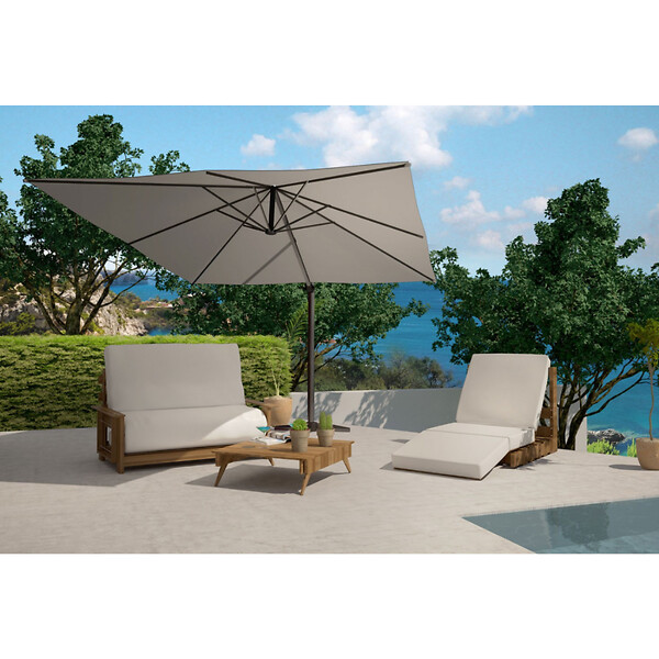 CONCEPT USINE - Parasol  gris déporté rectangle 3 x 4 m CESARE - large