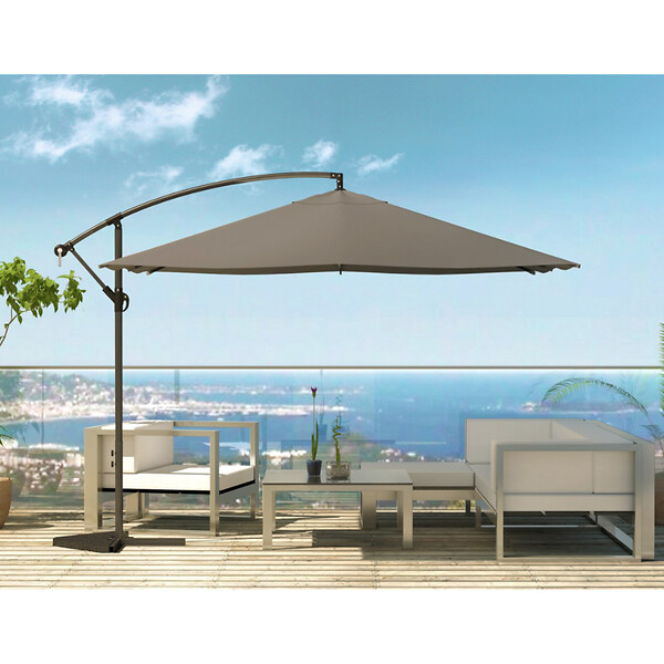 CONCEPT USINE - Parasol gris déporté carré 3 x 3 m led SOLENZARA $ - large