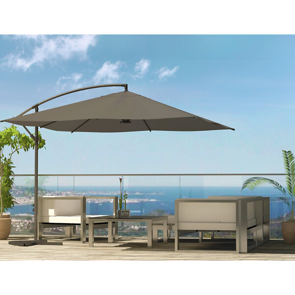 CONCEPT USINE - Parasol gris déporté carré 3 x 3 m led SOLENZARA $ - large