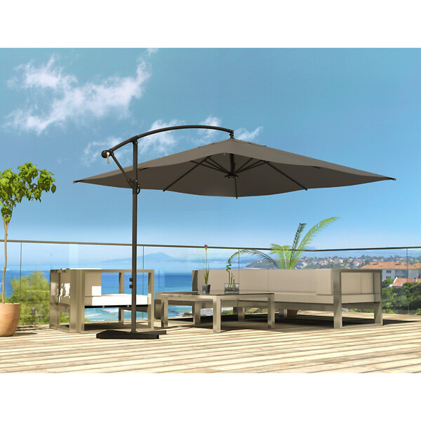CONCEPT USINE - Parasol gris déporté carré 3 x 3 m led SOLENZARA $ - large