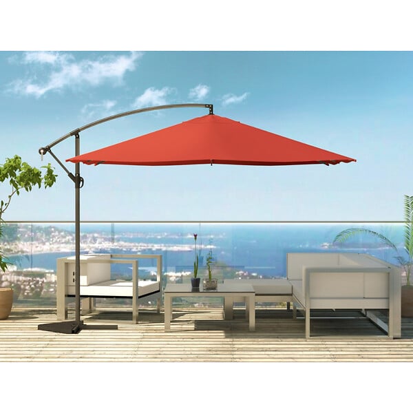 CONCEPT USINE - Parasol  terracotta déporté carré 3 x 3 m led SOLENZARA - large
