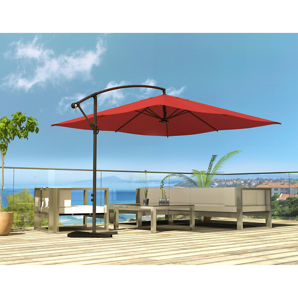 CONCEPT USINE - Parasol  terracotta déporté carré 3 x 3 m led SOLENZARA - large