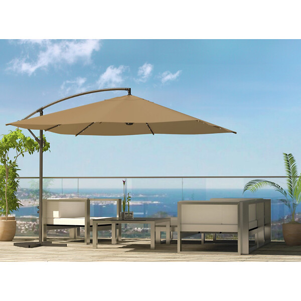 CONCEPT USINE - Parasol  marron droit carré 3 x 3 m led SOLENZARA - large