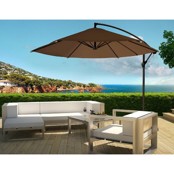 CONCEPT USINE - Parasol  marron déporté rond 3 x 3 m PORTICCIO - large