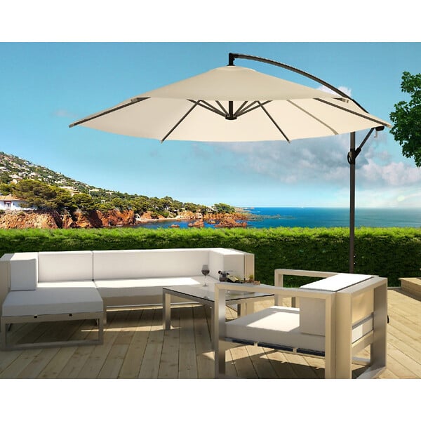 CONCEPT USINE - Parasol  ecru déporté rond 3 x 3 m PORTICCIO - large