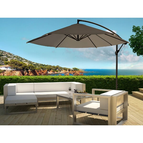 CONCEPT USINE - Parasol  gris déporté rond 3 x 3 m PORTICCIO - large