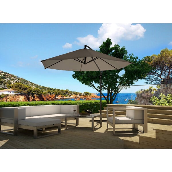CONCEPT USINE - Parasol  gris déporté rond 3 x 3 m PORTICCIO - large