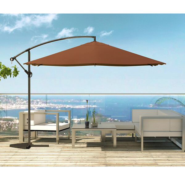 CONCEPT USINE - Parasol marron déporté carré 3 x 3 m led SOLENZARA $ - large