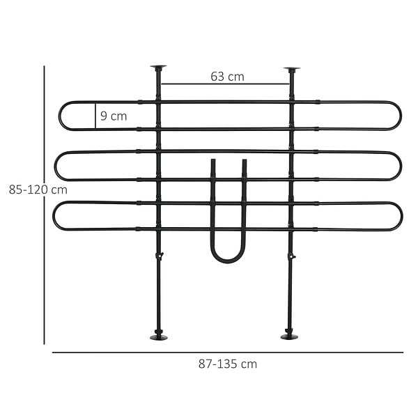 OUTSUNNY - Grille de séparation extensible voiture barrière de sécurité barre réglable pour chien acier noir - large