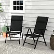 OUTSUNNY - Lot de 2 chaises de jardin pliantes avec accoudoirs alu teslin rembourré déperlant noir - vignette