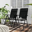 OUTSUNNY - Lot de 2 chaises de jardin pliantes avec accoudoirs alu teslin rembourré déperlant noir - vignette